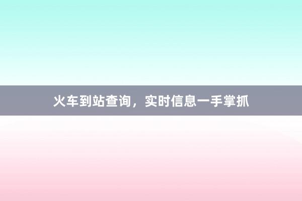 火车到站查询，实时信息一手掌抓