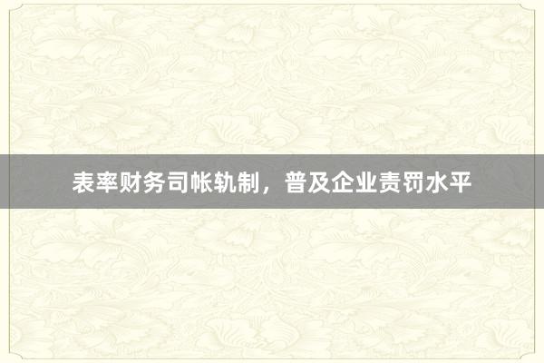表率财务司帐轨制，普及企业责罚水平